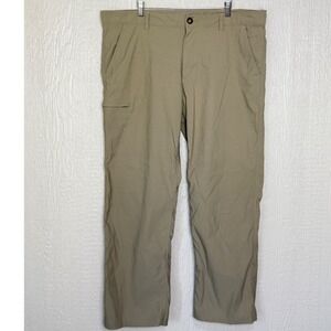 LB Tech Mens Classic Fit Khaki Tan Hiking Travel Performance Pants 42x30 Stretch